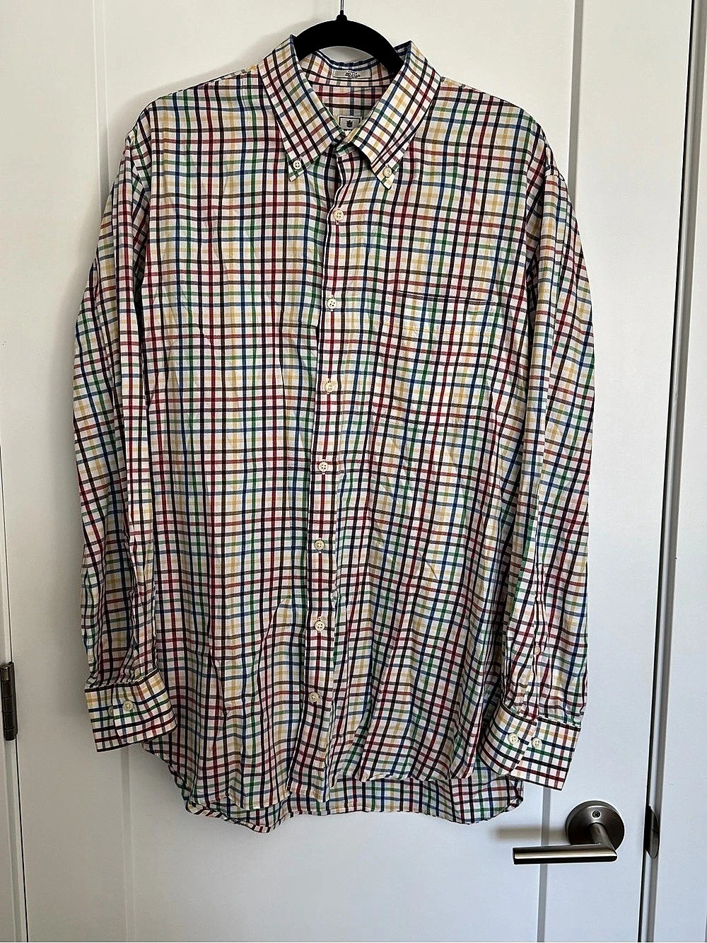 Peter Millar Multicolor Plaid Cotton Shirt Size Large 16” Neck